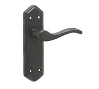 Loops Elegant Black Suite Door Handle With Latchplate And Three Styles - Interior Lever On Backplate