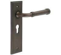 Loops Elegant Dark Bronze Euro Backplate Door Handle For Luxury Homes - Solid Brass Interior Handle