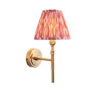 Loops Elegant Dimmable Wall Light With Coral Pink Fabric Shade And Aged Brass Finish