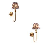 Loops Elegant Dimmable Wall Lights Set In Brushed Aged Brass With Pearl Grey Shades