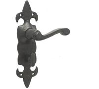 Loops Elegant Fleur De Lys Black Door Handle For Bathrooms - Interior Lever On Backplate