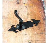 Loops Elegant Fleur De Lys Black Door Handle With Latchplate For Classic Decor - Interior Lever On Backplate