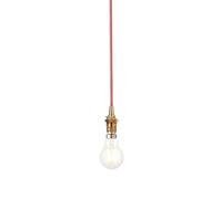 Loops Elegant Hanging Ceiling Pendant Light With Red Braided Cable And Aged Brass Finish