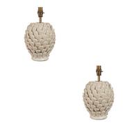 Loops Elegant Ivory Crackle Table Lamp Bases - 2 Pack With Aged Brass Finish