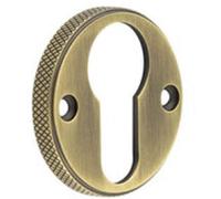 Loops Elegant Knurled Euro Profile Escutcheon In Antique Brass For Stylish Doors - Solid Brass Key Hole Cover