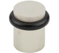Loops Elegant Knurled Floor Mounted Doorstops In Polished Nickel - 40mm Diameter - Solid Brass & Rubber Stopper