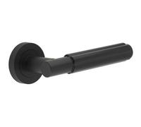 Loops Elegant Matt Black Door Lever Handle On Rose - Interior Handle