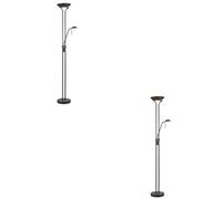 Loops Elegant Modern 2 Pack Mother And Child Floor Lamps In Matt Black And Opal Glass