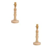 Loops Elegant Natural Ash Table Lamp Base Set - 2 Pack With Brass Plate And Led Compatibility