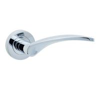 Loops Elegant Polished Chrome Door Handle On Rose For Modern And Traditional Interiors - Interior Handle