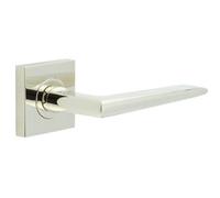 Loops Elegant Polished Nickel Door Handle On Square Rose For Luxury Interiors - Solid Brass Interior Handle