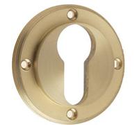 Loops Elegant Satin Brass Euro Profile Escutcheons With Keyway Design - Solid Brass Key Hole Cover
