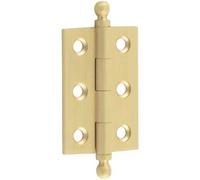 Loops Elegant Satin Brass Finial Hinge 50X35mm For Cabinet Doors - Solid Brass - Door Hinges