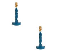Loops Elegant Satin Marlin Blue 2 Pack Table Lamp Bases With Aged Brass Finish