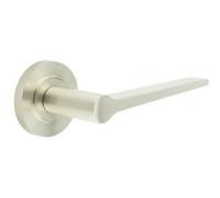 Loops Elegant Satin Nickel Door Handle On Knurled Rose For Modern And Classic Interiors - Solid Brass Interior Handle
