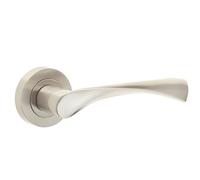 Loops Elegant Satin Nickel Door Handle On Rose - Contemporary Design - Interior Handle