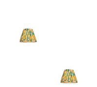 Loops Elegant Set Of 2 Handcrafted 16Cm Tapered Cylinder Lamp Shades In Yellow And Jade