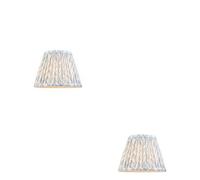 Loops Elegant Set Of 2 Handcrafted Tapered Cylinder Lamp Shades In Shell Bay Blue Fabric