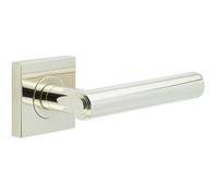 Loops Elegant Square Plain Door Handle In Polished Nickel Finish - Solid Brass Interior Handle