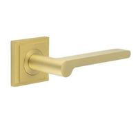 Loops Elegant Square Stepped Rose Satin Brass Door Handle For Modern Interiors - Solid Brass Interior Handle