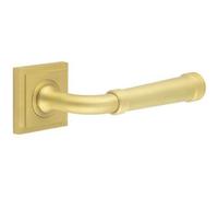 Loops Elegant Square Stepped Satin Brass Door Handle For Modern Homes - Solid Brass Interior Handle