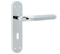 Loops Elegant Twin Suite Door Handle Set In Polished And Satin Chrome Finish - Interior Lever On Backplate
