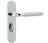 Loops Elegant Twin Suite Door Handle Set In Polished And Satin Chrome Finish Interior Lever On Backplate