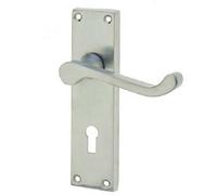 Loops Elegant Victorian Scroll Door Handle With Lockplate In Satin Chrome Finish - Interior Lever On Backplate
