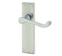 Loops Elegant Victorian Scroll Door Handle With Long Latchset In Satin Chrome Finish - Interior Lever On Backplate