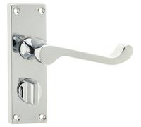Loops Elegant Victorian Scroll Door Handle With Polished Chrome Privacy Plate - Interior Lever On Backplate