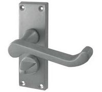 Loops Elegant Victorian Scroll Door Handle With Privacy Plate In Satin Chrome Finish - Interior Lever On Backplate