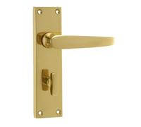 Loops Elegant Victorian Straight Door Handle In Polished Brass For Bathrooms - Interior Lever On Backplate