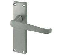 Loops Elegant Victorian Straight Door Handle With Long Latchset Plate In Satin Chrome Finish - Interior Lever On Backplate