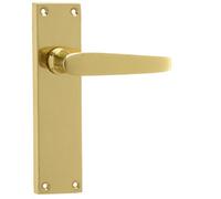 Loops Elegant Victorian Straight Door Handle With Polished Brass Finish For All Interior Doors - Interior Lever On Backplate