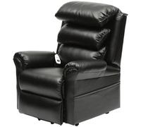 Loops Ergonomic Black Wall Hugging Rise And Recline Lounge Chair With Easy Clean Pu Leather