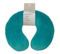 Loops Ergonomic Memory Foam Neck Cushion In Teal Green With Removable Velour Cover For Neck Pain Relief