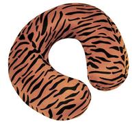 Loops Ergonomic Memory Foam Neck Travel Cushion With Removable Velour Cover In Brown Tiger Print