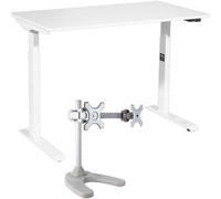 Loops Ergonomic White Electric Sit-Stand Desk With Twin Monitor Bracket - 1200X600mm Office Set
