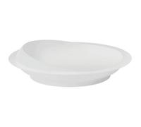 Loops Ergonomic White Plastic Scoop Plate With Suction Base For Independent Dining