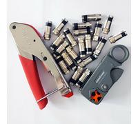 Loops F Type Compression & Stripper Tool + 20x RG6 Connectors Coaxial Crimping Crimper Loops Multicolor