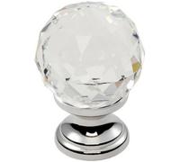 Loops Faceted Crystal Cupboard Door Knob 31mm Dia Polished Chrome Cabinet Handle