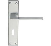 Loops Flat Straight Lever on Lock Backplate Door Handle 180 x 40mm Satin Chrome Loops Multicolor