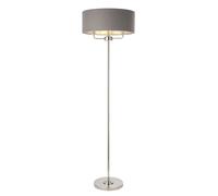 Loops Floor Lamp Light - Bright Nickel & Charcoal Fabric - 3 x 40W E14 - Base & shade in Metallics Loops Metallics