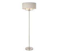 Loops Floor Lamp Light - Brushed Chrome & Natural Linen - 3 x 40W E14 - Base & shade Loops Multicolor