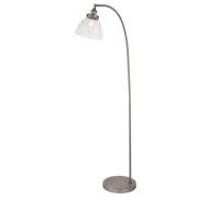 Loops Floor Lamp Light - Brushed Silver Paint & Clear Glass - 40W E27 - Standing in Metallics Loops Metallics