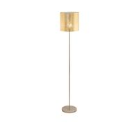 Loops Floor Lamp Light Champagne Base Slim Stem Shade Gold Fabric Bulb E27 1x60W Loops Multicolor