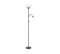 Loops Floor Lamp Light Nickel Shade White Plastic Glass Bulb E27 E14 1x60W 1x25W in Metallics Loops Metallics