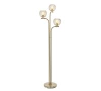 Loops Floor Lamp Light - Satin Brass & Champagne Lustre Glass - 3 x 25W E14 golf in Clear Loops Clear
