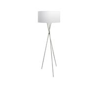 Loops Floor Lamp Light Satin Nickel Shade White Silver Fabric Pedal Switch Bulb E27 in Metallics Loops Metallics