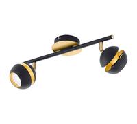 Flush 2 Spot Ceiling Light Colour Black Gold Shade & Back Plate Bulb GU10 2x3.3W